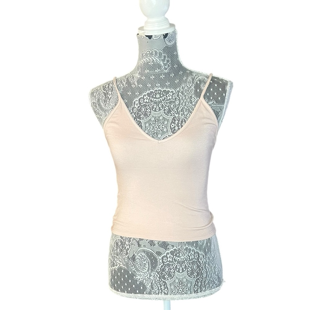Brandy Melville Light Blush Spaghetti Strap V-Neck Tank Top Small (estimate)